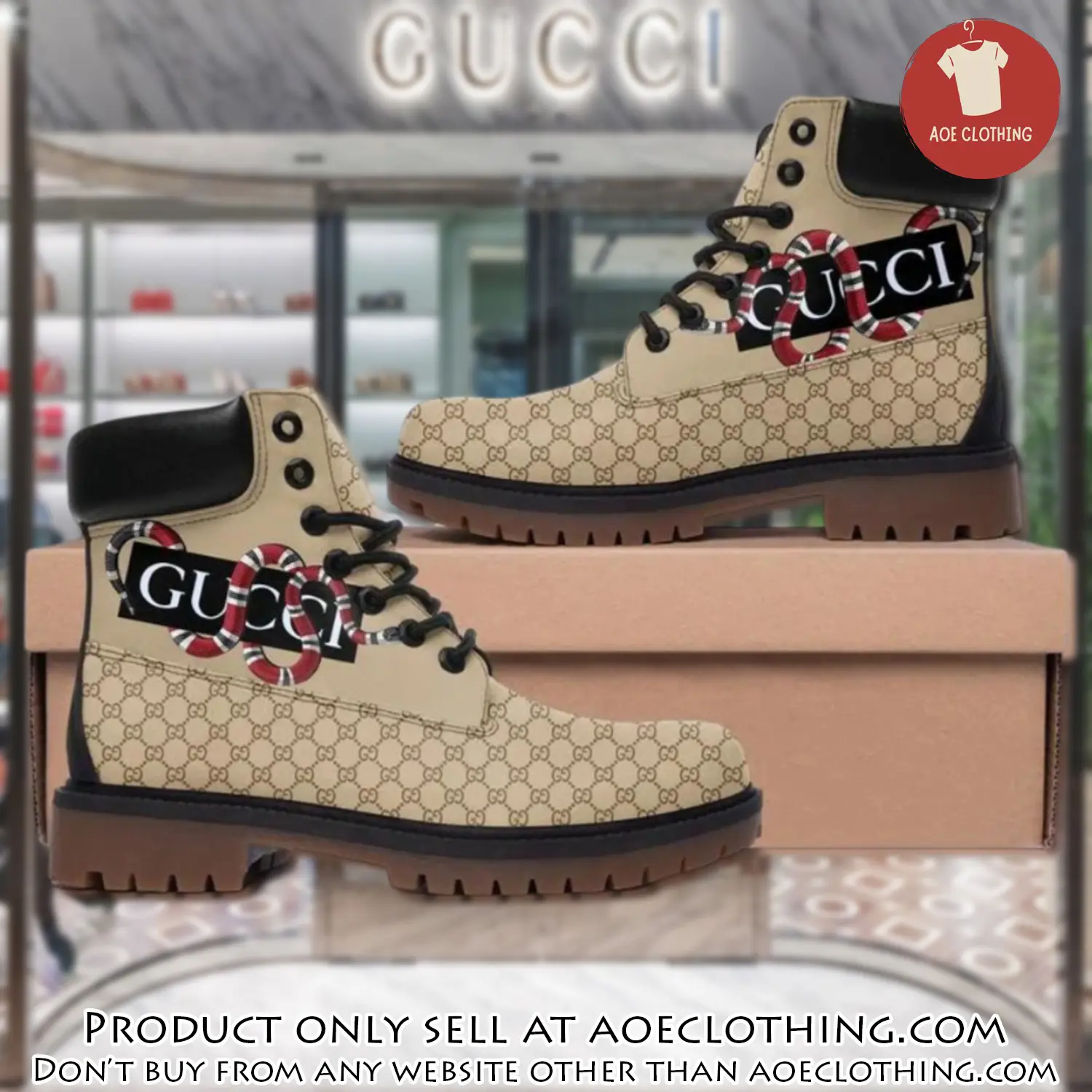 Gucci snake beige luxury brand boots premium gifts for men women aoe0924706